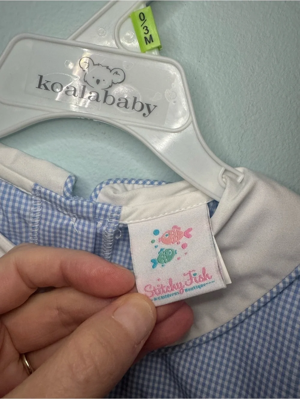 Stitchy Fish Blue Gingham Smocked Farm Animal Longall Romper Boys Size 3T